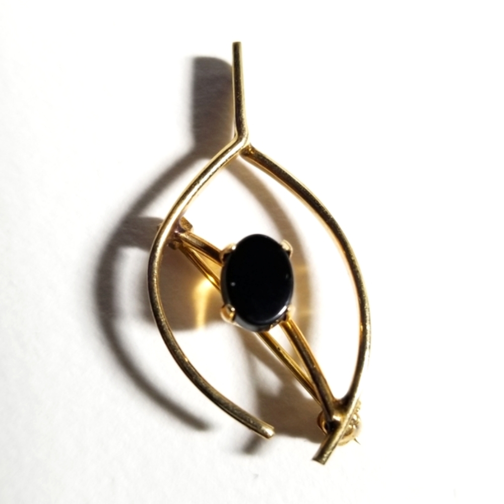 Vintage wishbone pin Bal Ron gold fill